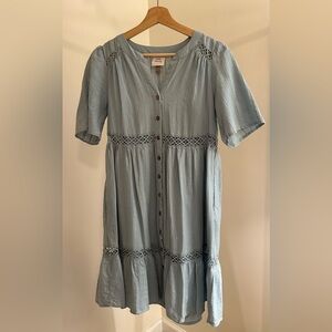 Knox Rose Dusty Blue Textured Cottagecore Summer Dress